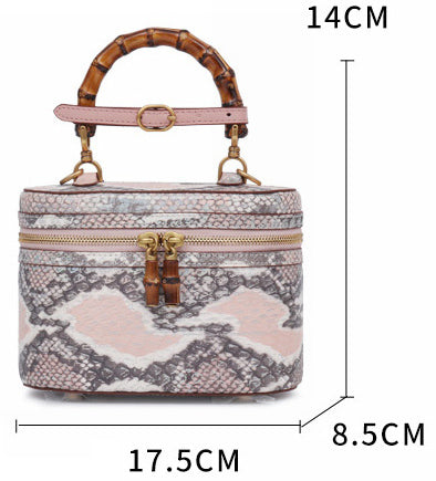 DEEPKEE original nubuck handmade full-grain genuine leather cowhide bag Snake Skin Python Skin High Luxury Temperament Tote Cosmetic Handbag for Women #3469S