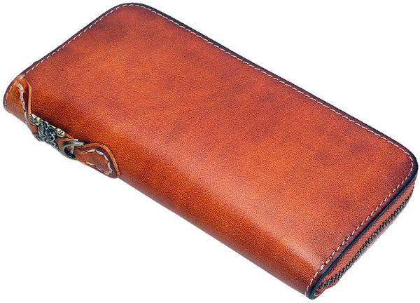 DEEPKEE original nubuck handmade full-grain genuine leather cowhide bag Deepkee Handcrafted Cowhide Long Zipper Wallet #20624
