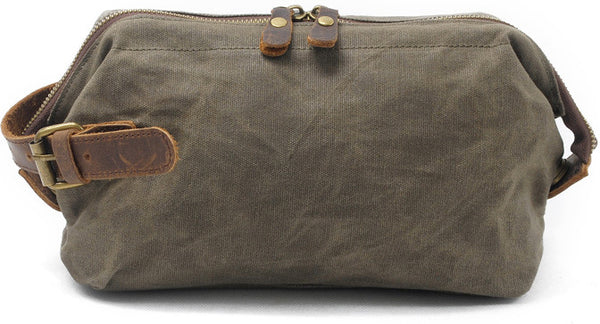 DEEPKEE original nubuck handmade full-grain genuine leather cowhide bag DEEPKEE Waxed Canvas Leather Waterproof Wash Bag #9161