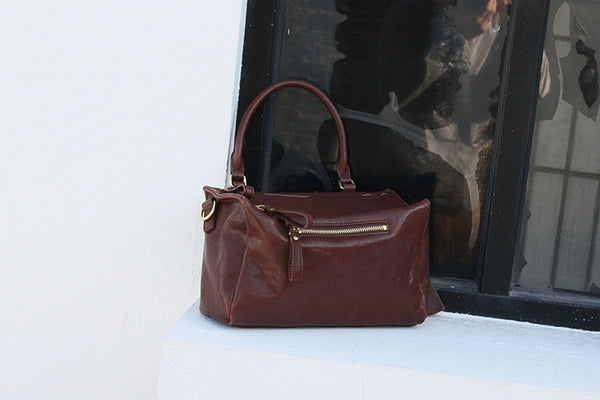 DEEPKEE original nubuck handmade full-grain genuine leather cowhide bag Crystal Vegetable Tanned Cowhide Pandora Box Biker Bag KM-23713