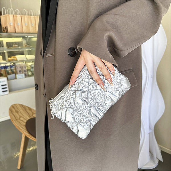 DEEPKEE original nubuck handmade full-grain genuine leather cowhide bag Embroidered Thread Lattice Coin Purse #5807