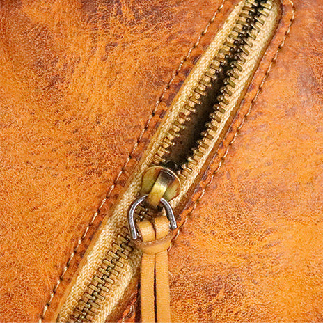 DEEPKEE original nubuck handmade full-grain genuine leather cowhide bag Cowhide vegetable tanned leather simple compact zipper coin purse organizer #SG123