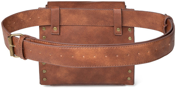 DEEPKEE original nubuck handmade full-grain genuine leather cowhide bag Steampunk PU Leathers Gothic Fanny Waist Leg Bag Women Girl #G039B