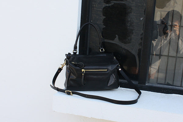 DEEPKEE original nubuck handmade full-grain genuine leather cowhide bag Crystal Vegetable Tanned Cowhide Pandora Box Biker Bag KM-23713