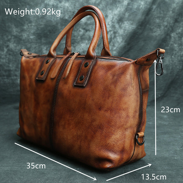 DEEPKEE original nubuck handmade full-grain genuine leather cowhide bag DEEPKEE 12'' Handbag Travel Handbag Work Handbag Duffle Bag SG016
