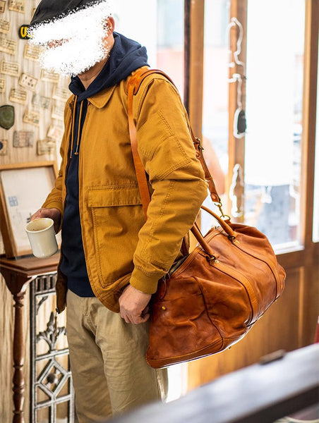 DEEPKEE original nubuck handmade full-grain genuine leather cowhide bag Weekender Bag LB6759