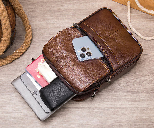 DEEPKEE original nubuck handmade full-grain genuine leather cowhide bag Deepkee Handcraft Cowhide Crossbody Side Bag #6037