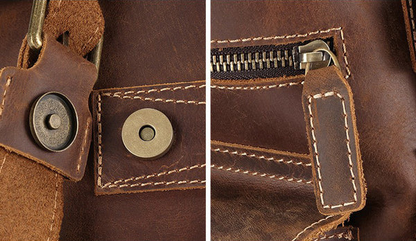 DEEPKEE original nubuck handmade full-grain genuine leather cowhide bag The Drawstring Backpack #6584