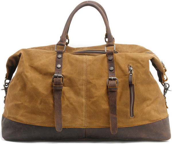 DEEPKEE original nubuck handmade full-grain genuine leather cowhide bag Canvas Travel Bag Weekender Bag #831-2K