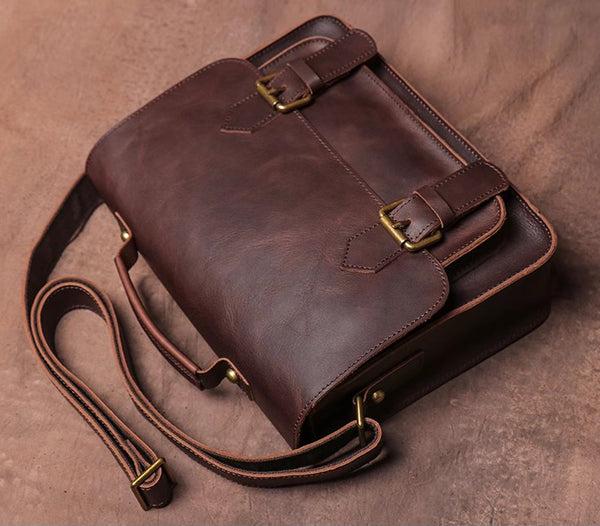 DEEPKEE original nubuck handmade full-grain genuine leather cowhide bag DEEPKEE LEATHER | Patt Portable Messenger Bag No.255