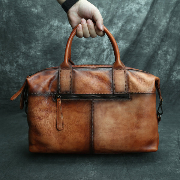 DEEPKEE original nubuck handmade full-grain genuine leather cowhide bag DEEPKEE 12'' Handbag Travel Handbag Work Handbag Duffle Bag SG016