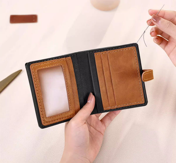 DEEPKEE original nubuck handmade full-grain genuine leather cowhide bag DIY Leather Wallet - Handmade Material Kit No.DC005