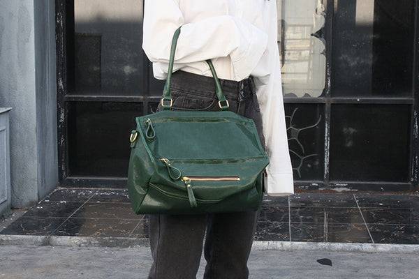 DEEPKEE original nubuck handmade full-grain genuine leather cowhide bag Crystal Vegetable Tanned Cowhide Pandora Box Biker Bag KM-23713