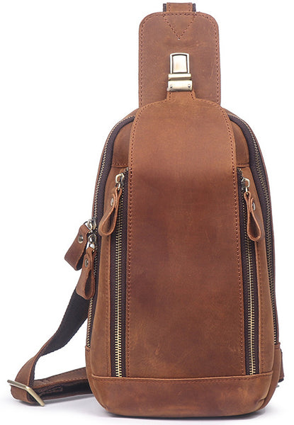 DEEPKEE original nubuck handmade full-grain genuine leather cowhide bag Packers Close-fitting Chest Bag No.30248