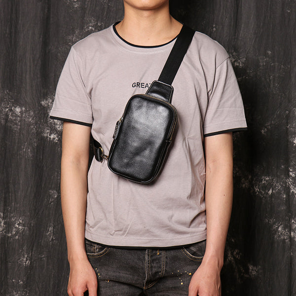 DEEPKEE original nubuck handmade full-grain genuine leather cowhide bag Freddie Chest Bag No.4018