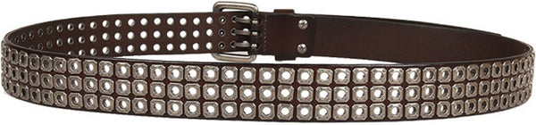 DEEPKEE original nubuck handmade full-grain genuine leather cowhide bag Punk Vapor Eye Hollowed Out Studded Cowhide Belt #210705