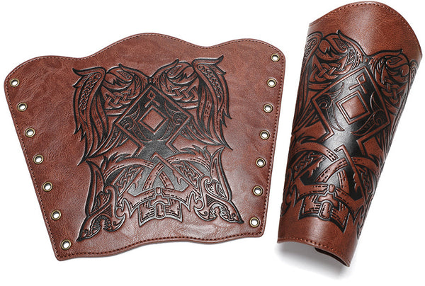 DEEPKEE original nubuck handmade full-grain genuine leather cowhide bag Nordic Viking Wristguard Medieval Renaissance COSPLAY Props Arm Guards FAS053