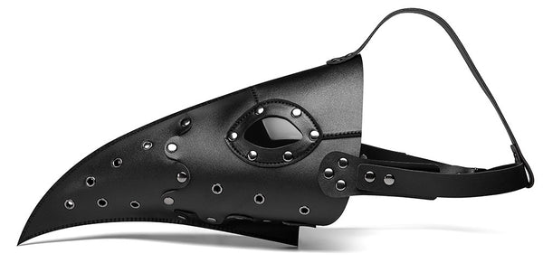 DEEPKEE original nubuck handmade full-grain genuine leather cowhide bag Gothic Cosplay Punk pointed Bird Beak Leather Face Mask #FPBM014