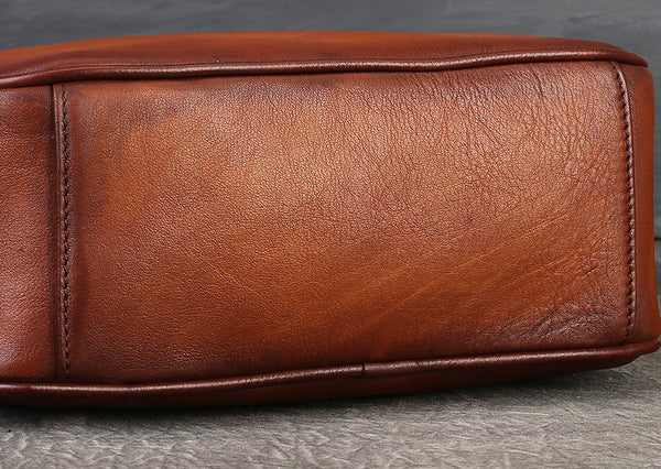 DEEPKEE original nubuck handmade full-grain genuine leather cowhide bag Unisex Leather Boston Bag No.9096