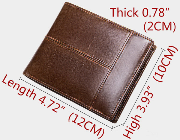 DEEPKEE original nubuck handmade full-grain genuine leather cowhide bag BIFOLD COMPACT WALLET NO.8064