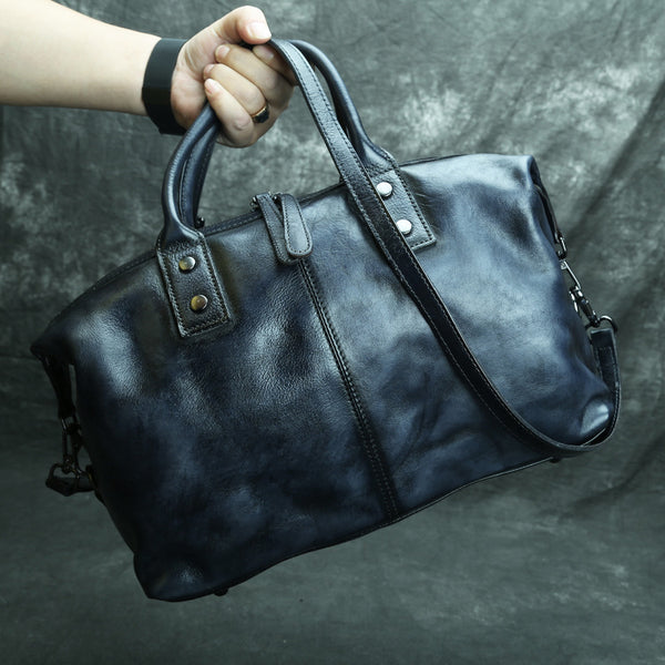 DEEPKEE original nubuck handmade full-grain genuine leather cowhide bag DEEPKEE 12'' Handbag Travel Handbag Work Handbag Duffle Bag SG016