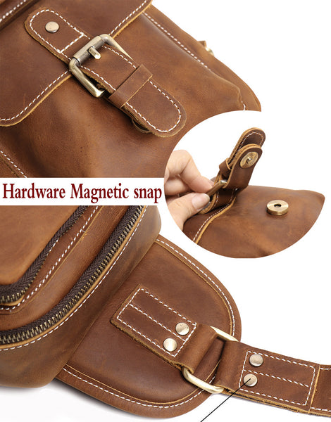 DEEPKEE original nubuck handmade full-grain genuine leather cowhide bag Advanced Sling bag No.30177