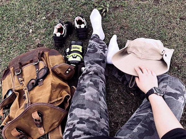 DEEPKEE original nubuck handmade full-grain genuine leather cowhide bag Canvas Spliced Leather Mountaineering Backapck #9508