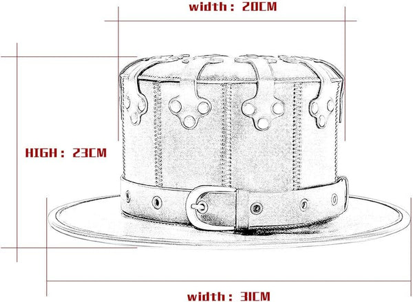 DEEPKEE original nubuck handmade full-grain genuine leather cowhide bag Black Dapper Steampunk Hat #HG144