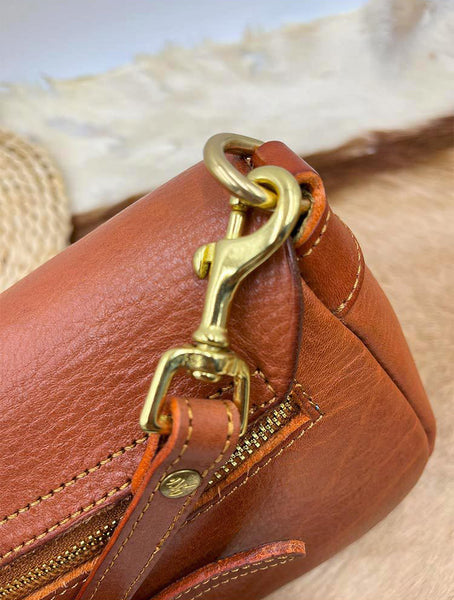 DEEPKEE original nubuck handmade full-grain genuine leather cowhide bag Handicraft Pure Leather Saddle Bag #43022