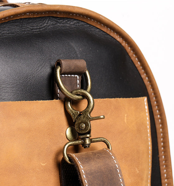 DEEPKEE original nubuck handmade full-grain genuine leather cowhide bag Jerome CONTRAST WEEKEND BAG No.30168