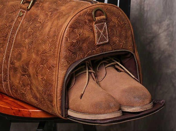 DEEPKEE original nubuck handmade full-grain genuine leather cowhide bag DEEPKEE LEATHER | Sheridan Style Duffle Bag No.30009-5