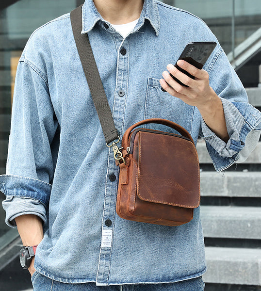 DEEPKEE original nubuck handmade full-grain genuine leather cowhide bag Best Leather Vertical Handbag Side Bag Messenger Bag #6567