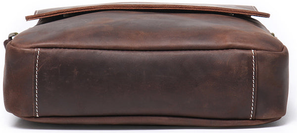 DEEPKEE original nubuck handmade full-grain genuine leather cowhide bag Best DEEPKEE Brown Leather Vertical Side Bag Courier Bag Messenger Bag 30023