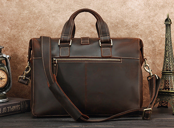 DEEPKEE original nubuck handmade full-grain genuine leather cowhide bag TOP GRAIN LEATHER BRIEFCASE BAG #3133
