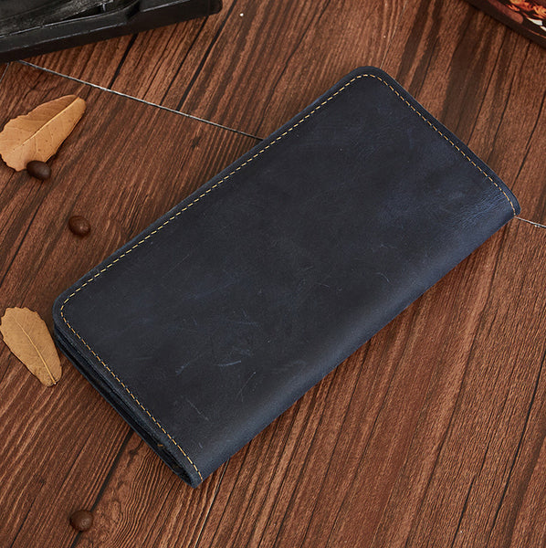 DEEPKEE original nubuck handmade full-grain genuine leather cowhide bag The Long Wallet #2043