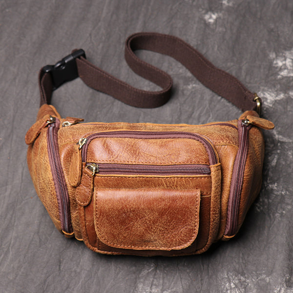 DEEPKEE original nubuck handmade full-grain genuine leather cowhide bag Enos Nubuck Leather Waist Bag No.184