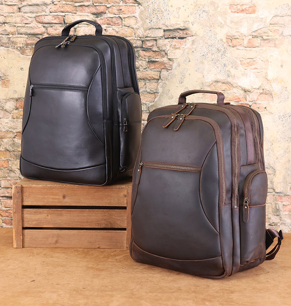 DEEPKEE original nubuck handmade full-grain genuine leather cowhide bag Deepkee Full-grain Leather Large Capacity Travel Cowhide Backpack #3709