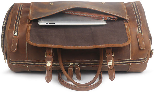 DEEPKEE original nubuck handmade full-grain genuine leather cowhide bag DEEPKEE HANDMADE | Caesar Crazy Horse Leather Luggage bag No.1188