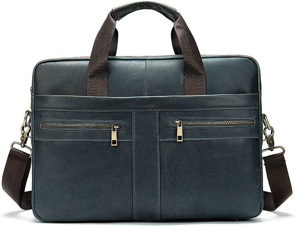 DEEPKEE original nubuck handmade full-grain genuine leather cowhide bag DEEPKEE LEATHER | 14 inch business briefcase No.2019A&2099