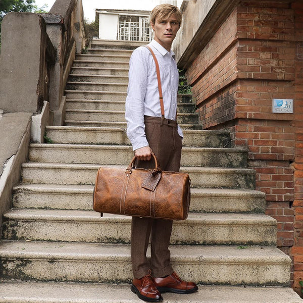 DEEPKEE original nubuck handmade full-grain genuine leather cowhide bag DEEPKEE LEATHER | Sheridan Style Duffle Bag No.30009-5