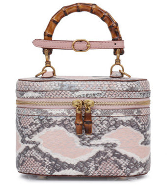 DEEPKEE original nubuck handmade full-grain genuine leather cowhide bag Snake Skin Python Skin High Luxury Temperament Tote Cosmetic Handbag for Women #3469S