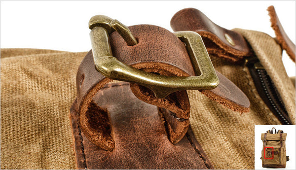 DEEPKEE original nubuck handmade full-grain genuine leather cowhide bag Outdoor mountaineering bag/rider motorcycle backpack No6896LA