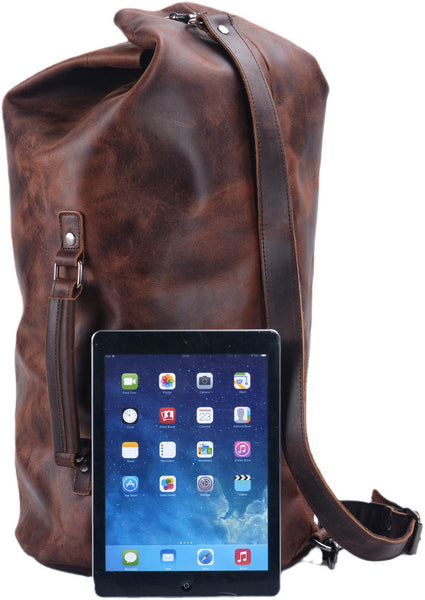 DEEPKEE original nubuck handmade full-grain genuine leather cowhide bag DEEPKEE HANDMADE LEATHER® American military style motorcycle tail bow Crossbody Bag #5110ZP