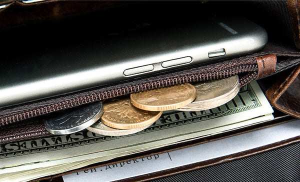 DEEPKEE original nubuck handmade full-grain genuine leather cowhide bag DEEPKEE LEATHER | Crocodile Embossed Leather Wallet NO.1232