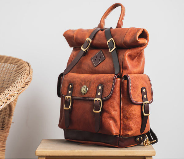 DEEPKEE original nubuck handmade full-grain genuine leather cowhide bag DEEPKEE leather handmade backpack 2017982