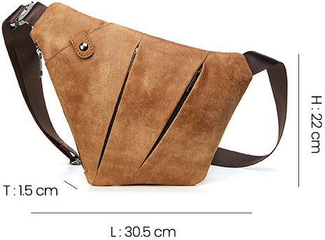 DEEPKEE original nubuck handmade full-grain genuine leather cowhide bag Deepkee Deepkee SportingStyle Leather Sling Bundy Bag #6353