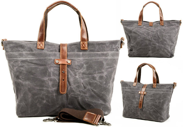 DEEPKEE original nubuck handmade full-grain genuine leather cowhide bag Deepkee Handmade Oil waxed canvas&leather simple tote bag #9706