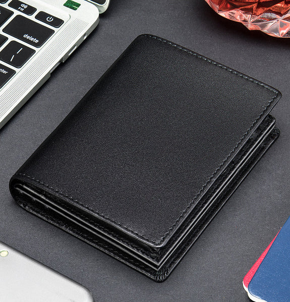 DEEPKEE original nubuck handmade full-grain genuine leather cowhide bag Deepkee Leather Durable Full-grain Cowhide Bifold Wallet #7333