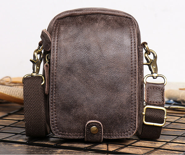 DEEPKEE original nubuck handmade full-grain genuine leather cowhide bag 2 in 1 Shoulder Bag,Genuine Leather Crossbody Waist Belt Bag No.8133