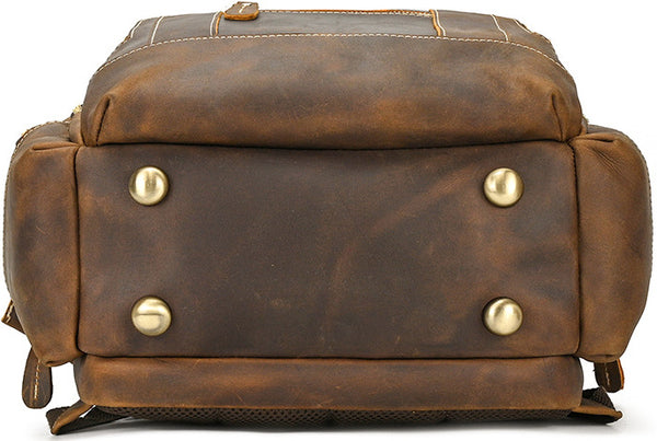 DEEPKEE original nubuck handmade full-grain genuine leather cowhide bag Dwight 18'' Cowhide Laptop Rucksack Backpack No9517